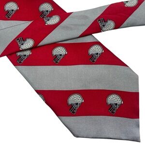 Vintage Elite Ohio State Buckeyes %100 Silk Necktie Tie Red Gray Football Helmet